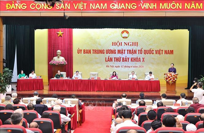 Quang cảnh Hội nghị Ủy ban Trung ương MTTQ lần thứ 7 khoá X. Ảnh: Minh Đức – TTXVN

