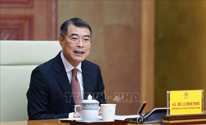 Thủ tướng Lê Minh Hưng phát biểu tại cuộc làm việc với Đoàn doanh nghiệp cấp cao Hội đồng Kinh doanh Hoa Kỳ - ASEAN (USABC). Ảnh: Dương Giang – TTXVN
