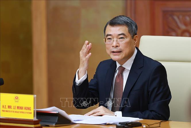 Thủ tướng Lê Minh Hưng phát biểu tại cuộc tiếp và làm việc với Đoàn doanh nghiệp cấp cao Hội đồng Kinh doanh Hoa Kỳ - ASEAN (USABC). Ảnh: Dương Giang - TTXVN