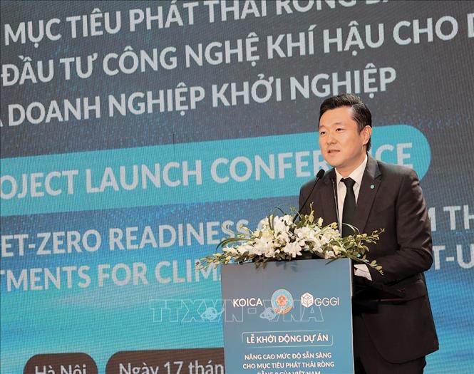 Ông Juhern Kim, Trưởng đại diện GGGI tại Việt Nam phát biểu. Ảnh: Phạm Hậu - TTXVN