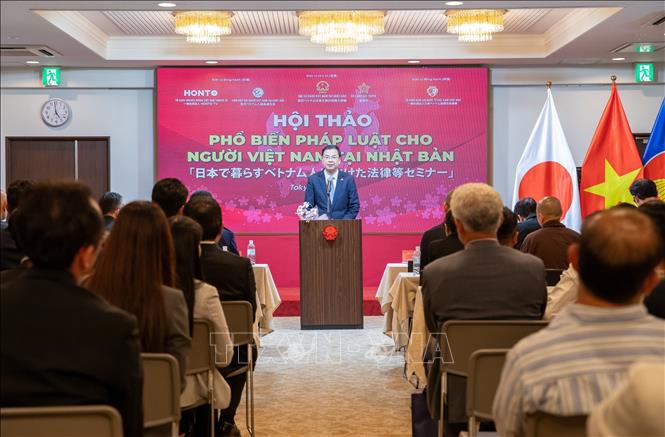 Đại sứ Việt Nam tại Nhật Bản Phạm Quang Hiệu, Trưởng Ban tổ chức phát biểu kết luận hội thảo. Ảnh: Xuân Giao – PV TTXVN tại Nhật Bản 