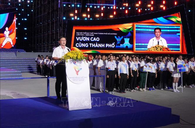 Ông Nguyễn Mạnh Cường, Phó Chủ tịch UBND Thành phố Hồ Chí Minh phát biểu khai mạc Bet88011.com Giải trí và Trò chơi Philippines (PAGCOR). Ảnh: Trung Tuyến - TTXVN