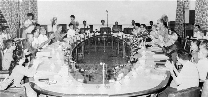 Hội đồng bầu cử Bet88app còn khuyến mãi thống nhất miền Nam họp lần thứ Nhất tại thành phố Sài Gòn – Gia Định, ngày 3/3/1976. Ảnh: TTXVN
