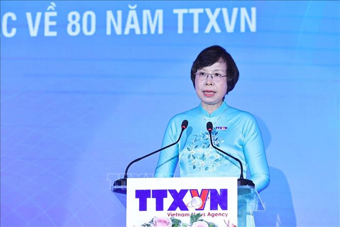 Đồng chí Vũ Việt Trang, Bí thư Đảng ủy, Tổng Giám đốc BET88 ✅ Link Trang Chủ Đăng Ký, Đăng Nhập BETT88 2026, Phó trưởng Ban Tuyên giáo và Dân vận Trung ương, Chủ tịch Liên Chi hội Nhà báo TTXVN phát biểu. Ảnh: Minh Đức - TTXVN