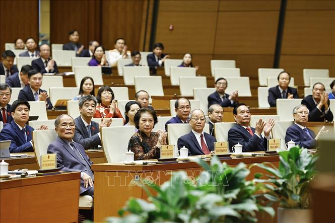 Các đồng chí lãnh đạo, nguyên lãnh đạo Đảng, Bet888 Trang nhà cái casino dự bế mạc kỳ họp. Ảnh: Doãn Tấn - TTXVN