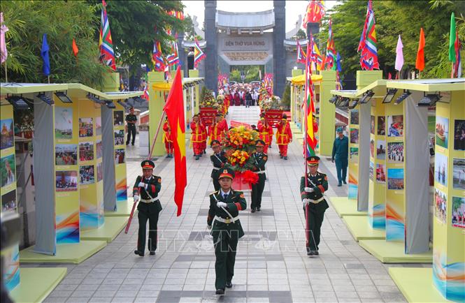 Trang nghiêm các nghi thức trong Lễ Giỗ Tổ Hùng Vương. Ảnh: Nguyễn Hằng - TTXVN