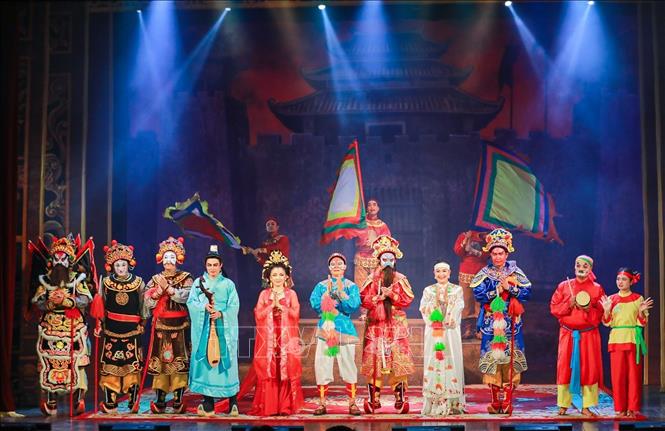 Các nghệ sĩ tại chương trình. Ảnh: Khánh Hoà - TTXVN