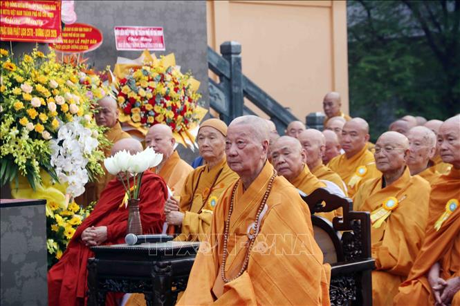 Đại lão Hòa thượng Thích Trí Quảng, Pháp chủ Giáo hội Phật giáo Việt Nam quang lâm chứng minh Đại lễ. Ảnh: Xuân Khu - TTXVN