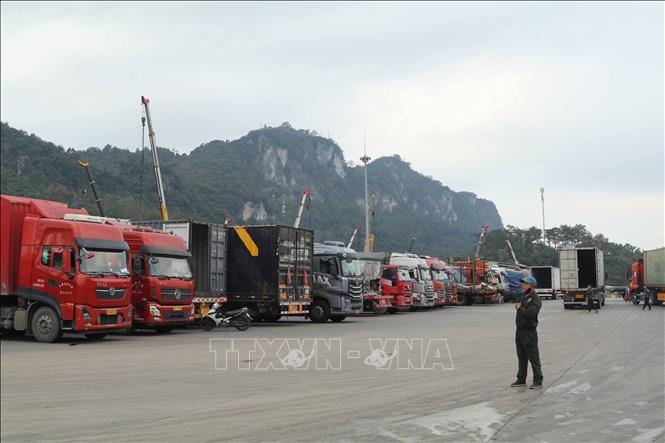 Dịch vụ logistics hoạt động trong bãi xe thuộc cửa khẩu quốc tế Hữu Nghị đảm bảo thông thương hàng hóa
Ảnh: Quang Duy - TTXVN