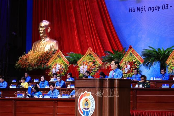 Đồng chí Nguyễn Anh Tuấn, Ủy viên Trung ương Đảng, Chủ tịch Tổng Liên đoàn Lao động Việt Nam nhiệm kỳ 2026 - 2031 phát biểu. Ảnh: Tuấn Anh - TTXVN
