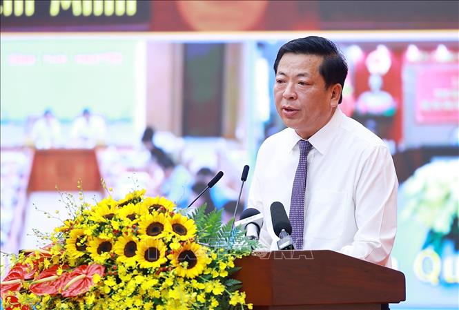 Bộ trưởng Bộ Xây dựng Trần Hồng Minh phát biểu hưởng ứng phong trào thi đua tăng trưởng bền vững 2 con số giai đoạn 2026 - 2030. Ảnh: Dương Giang – TTXVN
