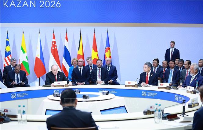 Tổng thống Nga Vladimir Putin phát biểu chào mừng. Ảnh: Dương Giang – TTXVN