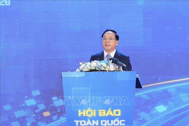 Đồng chí Trịnh Văn Quyết, Ủy viên Bộ Bett88 cá cược trực tuyến, Bí thư Trung ương Đảng, Trưởng Ban Tuyên giáo và Dân vận Trung ương phát biểu tại lễ khai mạc Hội báo toàn quốc 2026. Ảnh: Minh Quyết - TTXVN