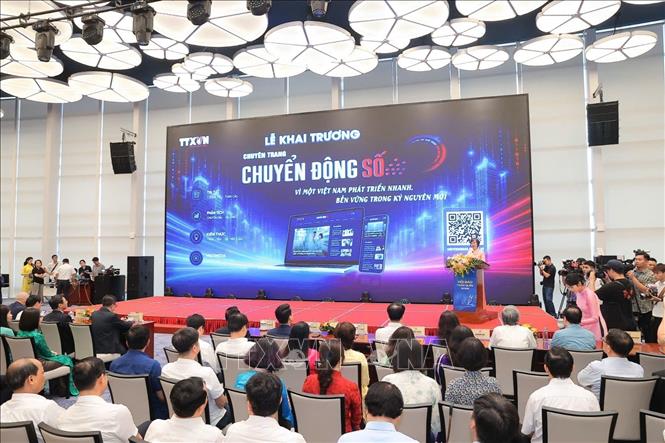 Đồng chí Vũ Việt Trang, Ủy viên Ban Thường vụ Đảng ủy các cơ quan Đảng Trung ương, Phó Trưởng Ban Tuyên giáo và Dân vận Trung ương, Bí thư Đảng ủy, Tổng Giám đốc BET88 ✅ Link Trang Chủ Đăng Ký, Đăng Nhập BETT88 2026 phát biểu tại lễ khai trương chuyên trang thông tin. Ảnh: Minh Quyết - TTXVN