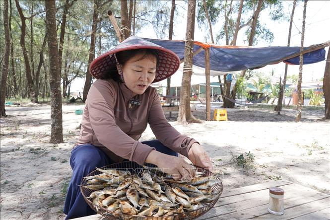 Nghề nướng cá tuy không đòi hỏi kỹ thuật quá cầu kỳ nhưng người làm phải có kinh nghiệm để điều chỉnh lửa phù hợp, giúp cá chín đều, giữ được vị ngọt tự nhiên và hương thơm đặc trưng. Ảnh: Thanh Thuỷ-TTXVN                                                              