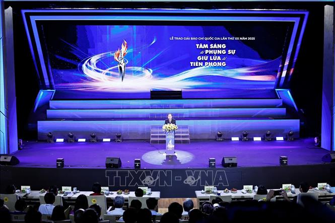 Chủ tịch Bet88app còn khuyến mãi Trần Thanh Mẫn phát biểu tại Lễ trao Giải Báo chí Quốc gia lần thứ XX - năm 2025. Ảnh: Doãn Tấn - TTXVN