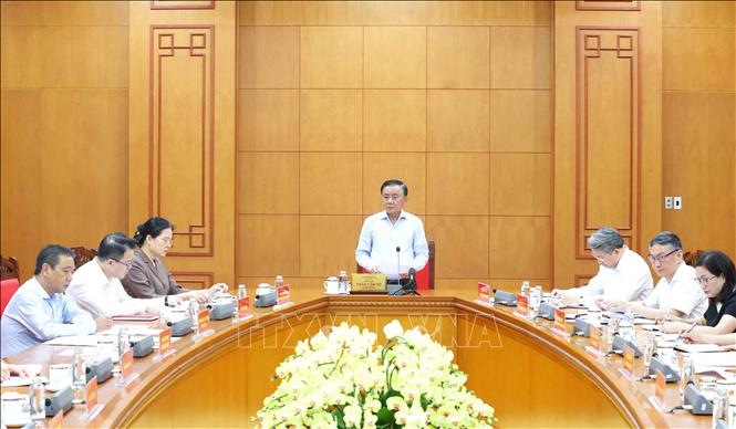 Thường trực Ban Bí thư Trần Cẩm Tú phát biểu chỉ đạo cuộc họp. Ảnh: Phương Hoa - TTXVN