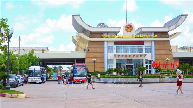 Cửa khẩu quốc tế Mộc Bài - cửa khẩu quốc tế có lưu lượng người và phương tiện xuất nhập cảnh lớn của tỉnh Tây Ninh. Ảnh: Minh Phú - TTXVN