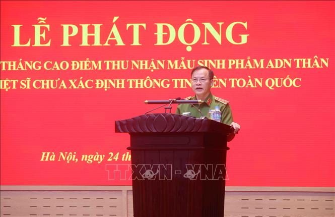 Thượng tướng Nguyễn Văn Long, Ủy viên Trung ương Đảng, Thứ trưởng Bộ Công an phát biểu. Ảnh: Phạm Kiên - TTXVN