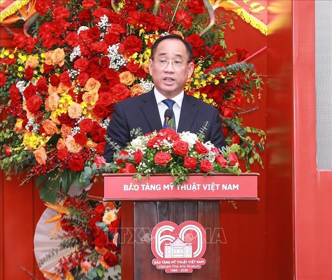 Tiến sĩ Nguyễn Anh Minh, Giám đốc Bảo tàng Mỹ thuật Việt Nam phát biểu. Ảnh: Khánh Hoà – TTXVN
