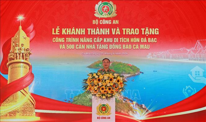 Thượng tướng Phạm Thế Tùng, Thứ trưởng Bộ Công an phát biểu tại buổi lễ. Ảnh: Huỳnh Anh - TTXVN
