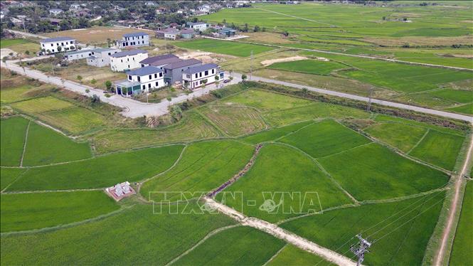 Vị trí dự kiến xây dựng Khu tái định cư dự án đường sắt tốc độ cao trên trục Bắc - Nam tại xã Cẩm Duệ. Ảnh: Hữu Quyết - TTXVN
