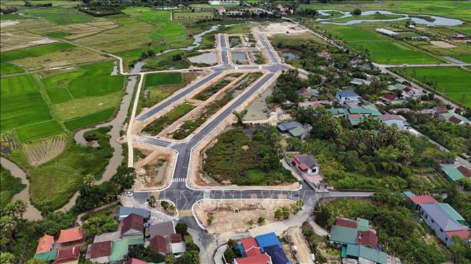 Khu tái định cư dự án đường sắt tốc độ cao ở Tổ dân phố Liên Vinh có mức đầu tư 37 tỷ đồng, được khởi công từ ngày 19/8/2025. Ảnh: Hữu Quyết - TTXVN