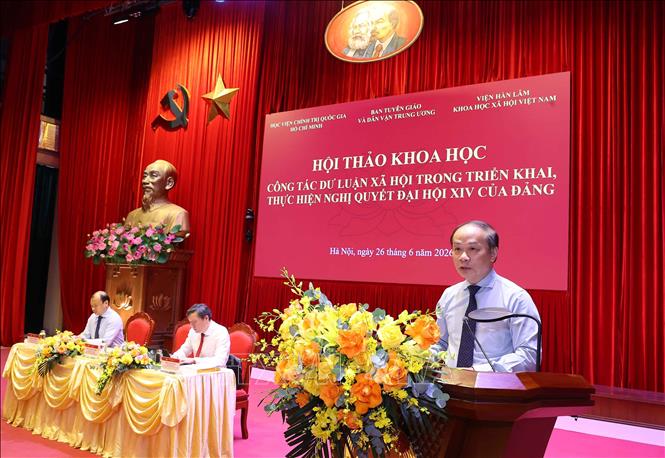 Đồng chí Phạm Tất Thắng, Ủy viên Trung ương Đảng, Phó Trưởng Ban Thường trực Ban Tuyên giáo và Dân vận Trung ương phát biểu kết luận. Ảnh: Văn Điệp - TTXVN