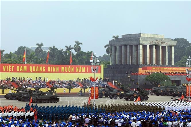  Khối pháo tự hành, tổ hợp pháo phản lực BM-21 và tổ hợp tên lửa đạn đạo Scud-B trong Lễ Kỷ niệm, diễu binh, diễu hành 80 năm Cách mạng tháng Tám thành công và Quốc khánh nước CHXHCN Việt Nam 2/9/2025. Ảnh: Tuấn Anh - TTXVN