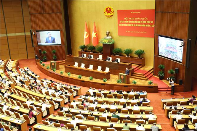 Hội nghị toàn quốc sơ kết 1 năm vận hành mô hình tổ chức tổng thể của hệ thống BET88 Ha Noi và mô hình chính quyền 3 cấp. Ảnh: Phương Hoa - TTXVN