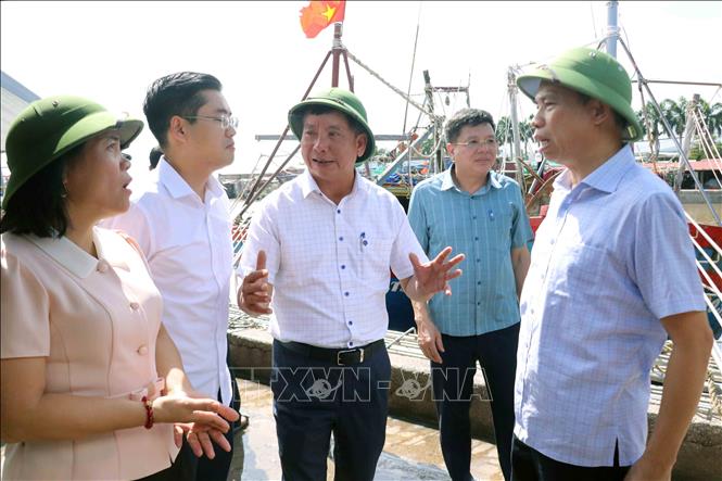 Ông Trần Văn Quân, Phó Chủ tịch UBND thành phố Hải Phòng chỉ đạo công tác phòng, chống bão số 1 (MAYSAK). Ảnh: Hoàng Ngọc – TTXVN 
