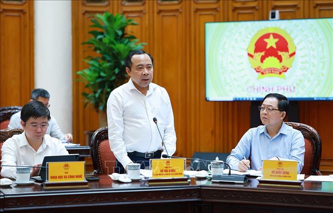 Bộ trưởng Bộ Khoa học và Công nghệ Vũ Hải Quân phát biểu. Ảnh: Dương Giang – TTXVN 
