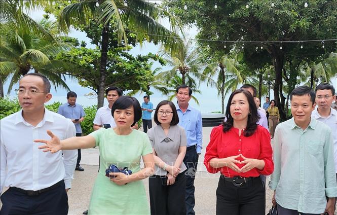 Đoàn công tác khảo sát khu vực dự kiến tổ chức sự kiện. Ảnh: Lê Huy Hải - TTXVN
