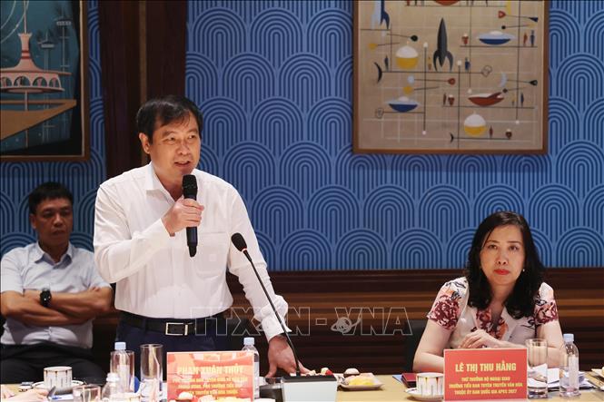 Phó Trưởng Ban Tuyên giáo và Dân vận Trung ương Phan Xuân Thủy, Phó Trưởng Tiểu ban Tuyên truyền - Văn hóa APEC 2027 phát biểu. Ảnh: Lê Huy Hải - TTXVN