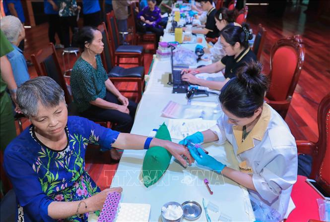 Quy trình thu nhận mẫu sinh phẩm ADN được thực hiện chặt chẽ, bảo đảm chính xác và an toàn. Ảnh: Phan Phương-TTXVN