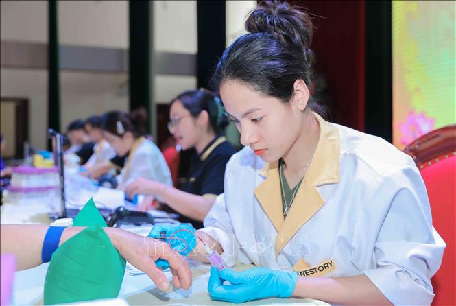 Quy trình thu nhận mẫu sinh phẩm ADN được thực hiện chặt chẽ, bảo đảm chính xác và an toàn. Ảnh: Phan Phương-TTXVN