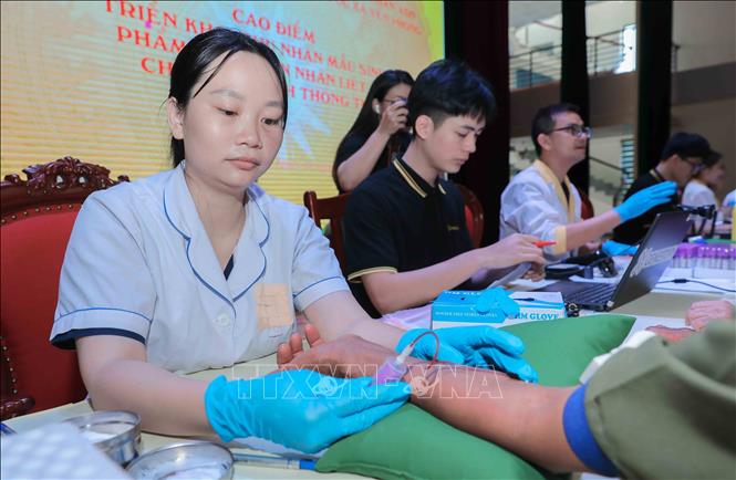 Quy trình thu nhận mẫu sinh phẩm ADN được thực hiện chặt chẽ, bảo đảm chính xác và an toàn. Ảnh: Phan Phương-TTXVN