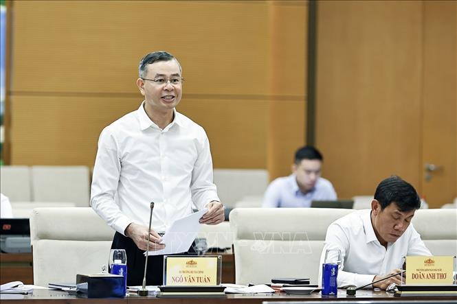 Bộ trưởng Bộ Tài chính Ngô Văn Tuấn phát biểu. Ảnh: Doãn Tấn - TTXVN