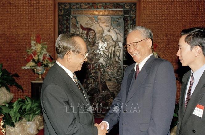  Tổng thống Philippines Fidel Ramos tiếp Chủ tịch nước Lê Đức Anh trong chuyến thăm Philippines (1995). Ảnh: Cao Phong - TTXVN
