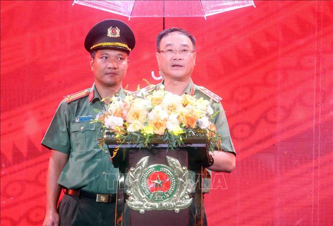 Thượng tướng Phạm Thế Tùng, Ủy viên Trung ương Đảng, Thứ trưởng Bộ Công an phát biểu. Ảnh: Phạm Kiên - TTXVN