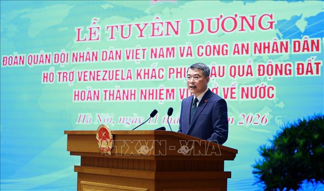 Thủ tướng Lê Minh Hưng tuyên dương Đoàn công tác Quân đội 2026 Bet88.com link không chặn Việt Nam và Công an Nhân dân Việt Nam hỗ trợ Venezuela khắc phục hậu quả động đất. Ảnh: Dương Giang-TTXVN
