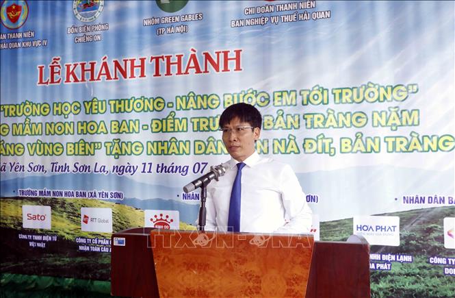 Phó Bí thư Thường trực Đảng ủy xã Yên Sơn Nguyễn Thế Sang phát biểu. Ảnh: Quang Quyết - TTXVN