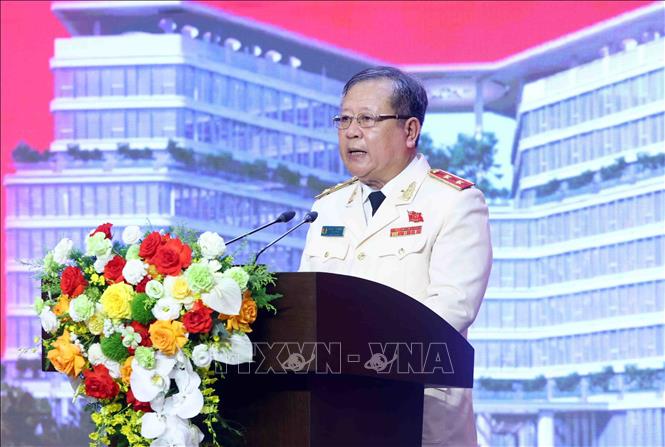 Trung tướng Phạm Đăng Khoa, Cục trưởng Cục Quản lý xuất nhập cảnh phát biểu. Ảnh: Phạm Kiên - TTXVN