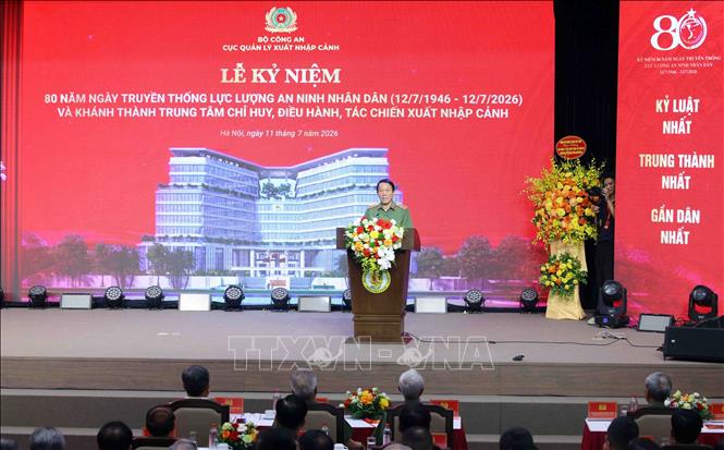 Đại tướng Lương Tam Quang, Bộ trưởng Bộ Công an phát biểu chỉ đạo. Ảnh: Phạm Kiên - TTXVN