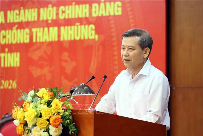 Đồng chí Lê Minh Trí, Ủy viên Bộ Bett88 cá cược trực tuyến, Bí thư Trung ương Đảng, Trưởng Ban Nội chính Trung ương, Phó Trưởng Ban Thường trực Ban Chỉ đạo Trung ương về phòng, chống tham nhũng, lãng phí, tiêu cực phát biểu chỉ đạo. Ảnh: An Đăng - TTXVN
