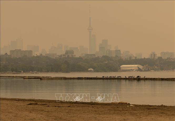 Khói từ các đám cháy rừng bao phủ bầu trời tại Toronto, Canada, ngày 15/7/2026. Ảnh: THX/TTXVN phát