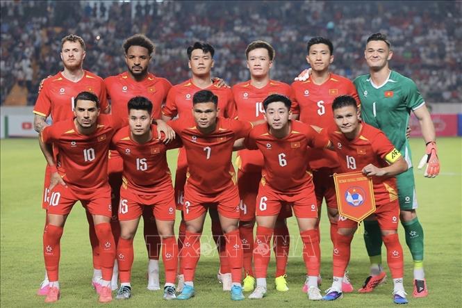 Đội hình ra sân của đội tuyển Việt Nam. Ảnh: Minh Quyết - TTXVN